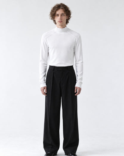 Asymmetric Stand Collar Slim-Fit Top
