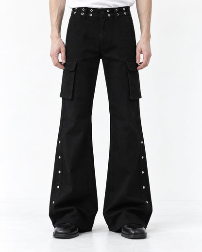 Snap-Trim Flared Cargo Pants