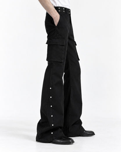 Snap-Trim Flared Cargo Pants