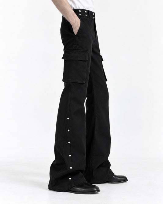 Snap-Trim Flared Cargo Pants