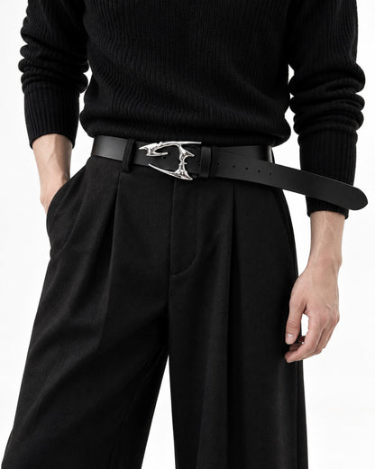 Sculptural Metal-Buckle Belt