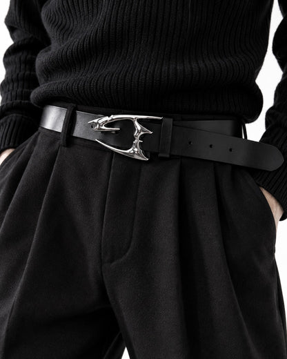 Sculptural Metal-Buckle Belt