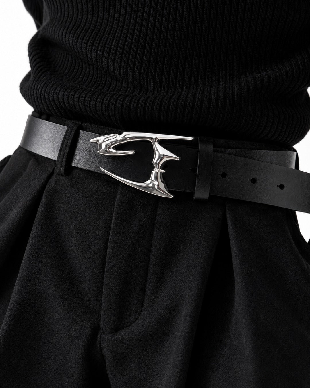 Sculptural Metal-Buckle Belt