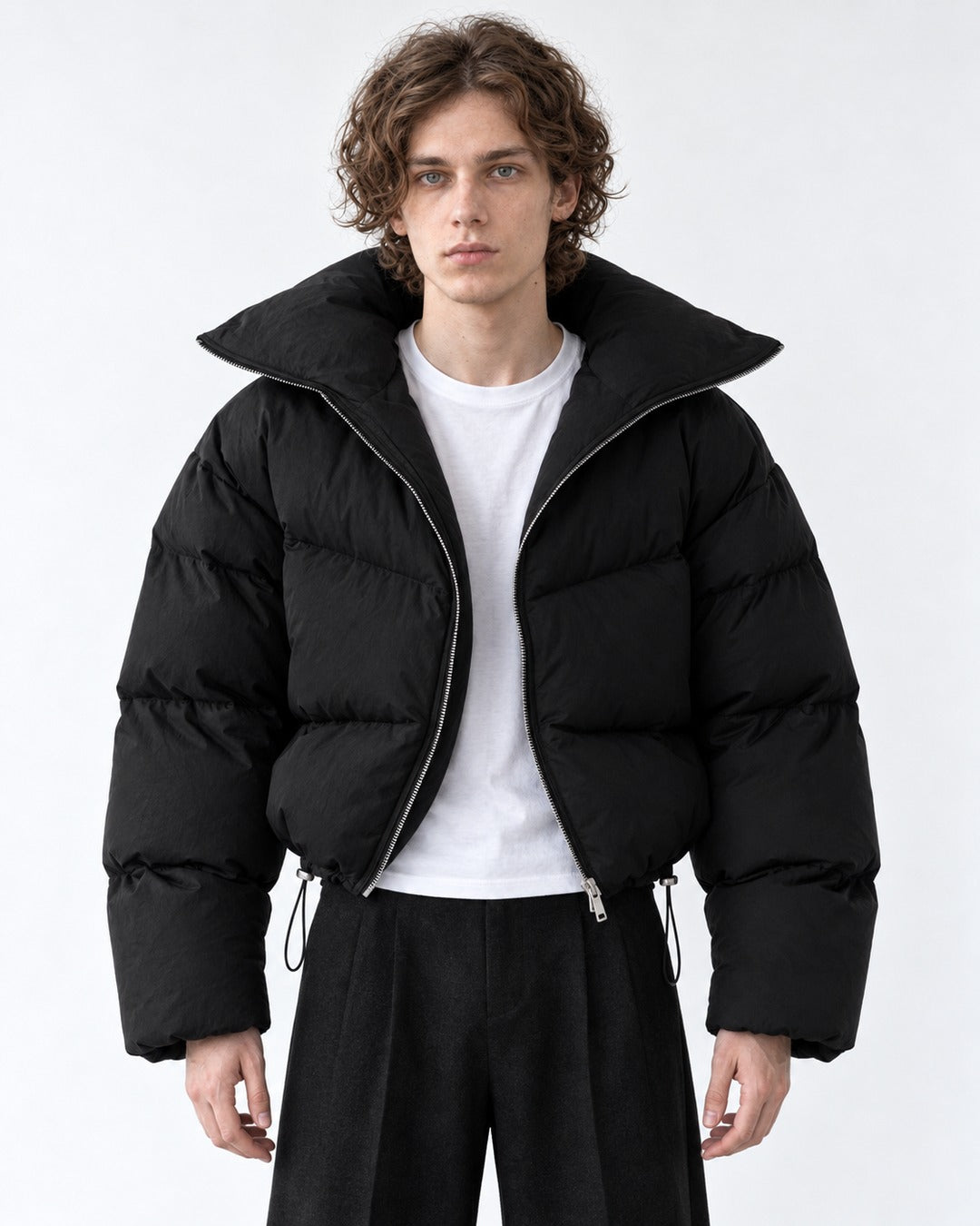 High-Collar Cropped Puffer Jacket