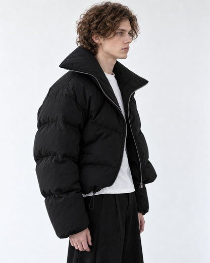 High-Collar Cropped Puffer Jacket