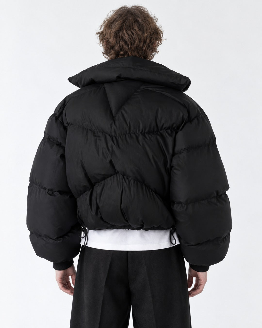 High-Collar Cropped Puffer Jacket