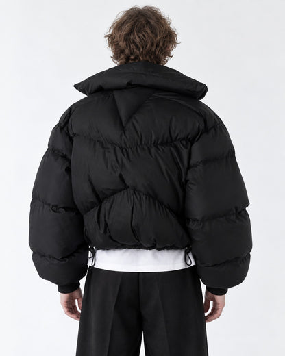High-Collar Cropped Puffer Jacket