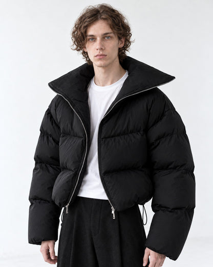 High-Collar Cropped Puffer Jacket