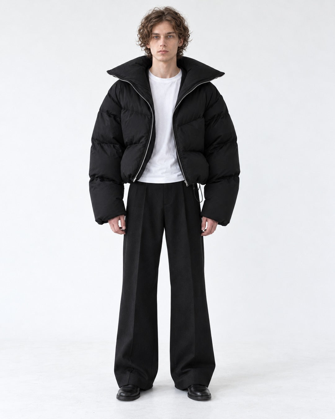 High-Collar Cropped Puffer Jacket