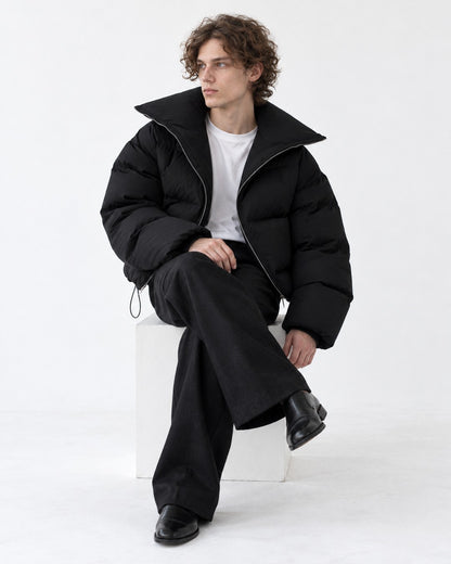 High-Collar Cropped Puffer Jacket