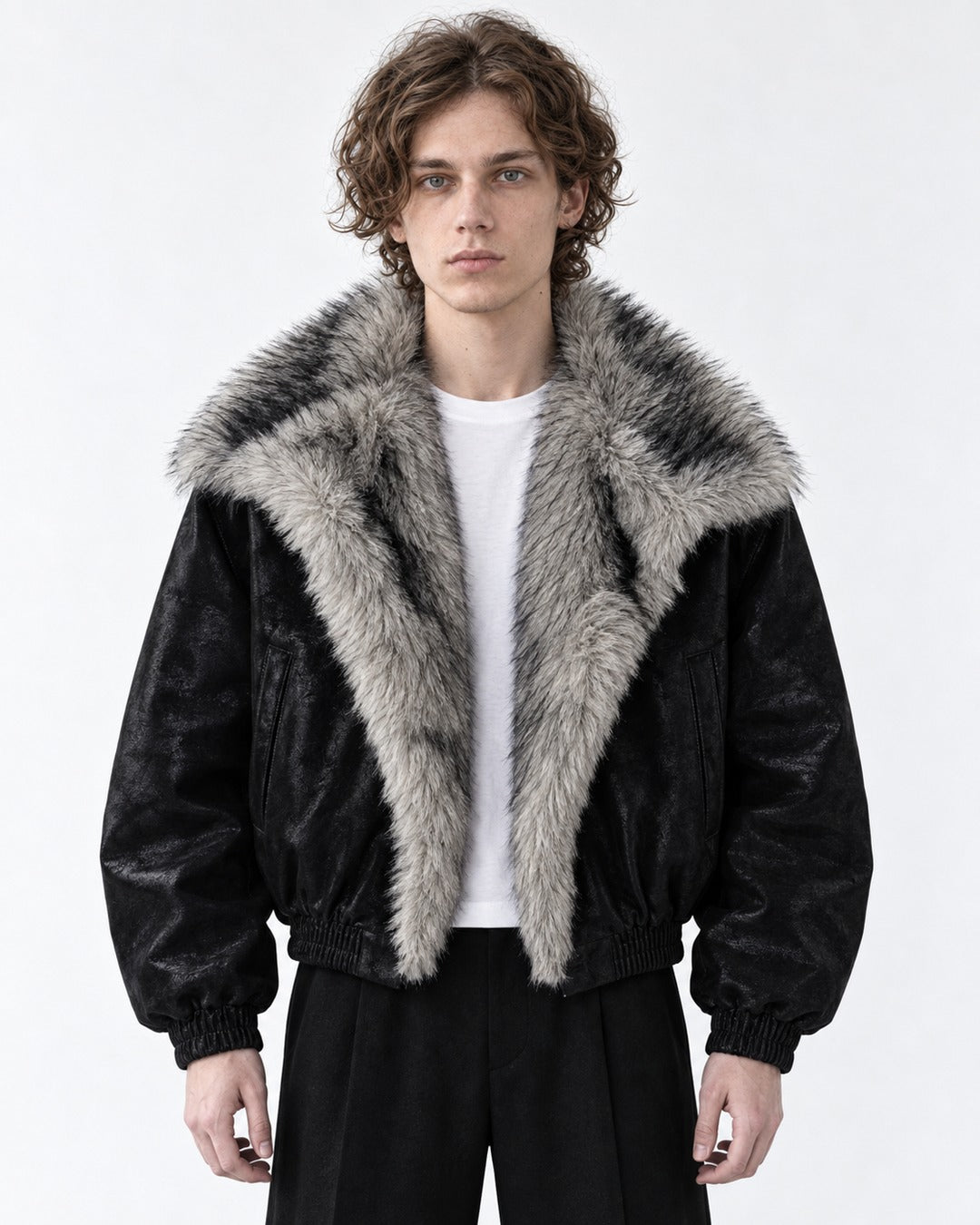 Oversized Shawl-Collar Bomber Jacket