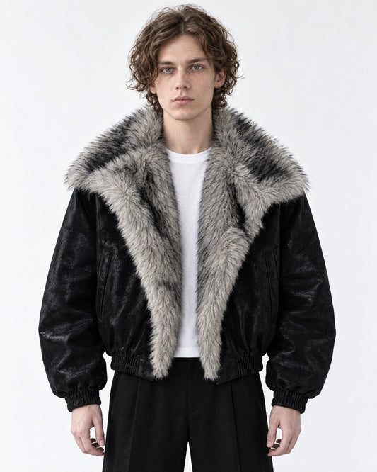 Oversized Shawl-Collar Bomber Jacket