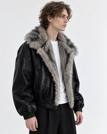Oversized Shawl-Collar Bomber Jacket