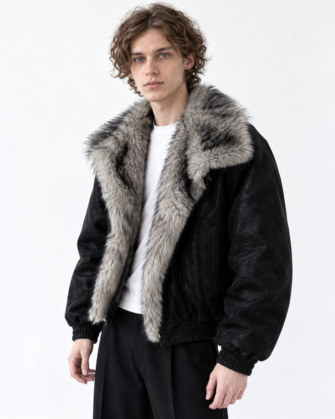 Oversized Shawl-Collar Bomber Jacket