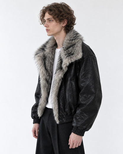 Oversized Shawl-Collar Bomber Jacket