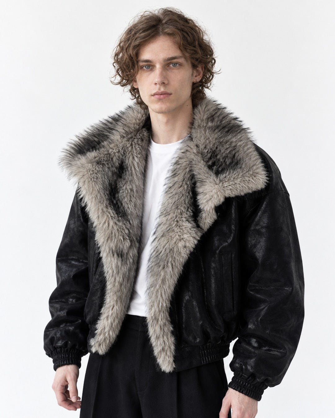 Oversized Shawl-Collar Bomber Jacket