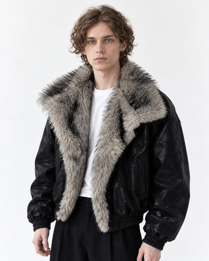 Oversized Shawl-Collar Bomber Jacket