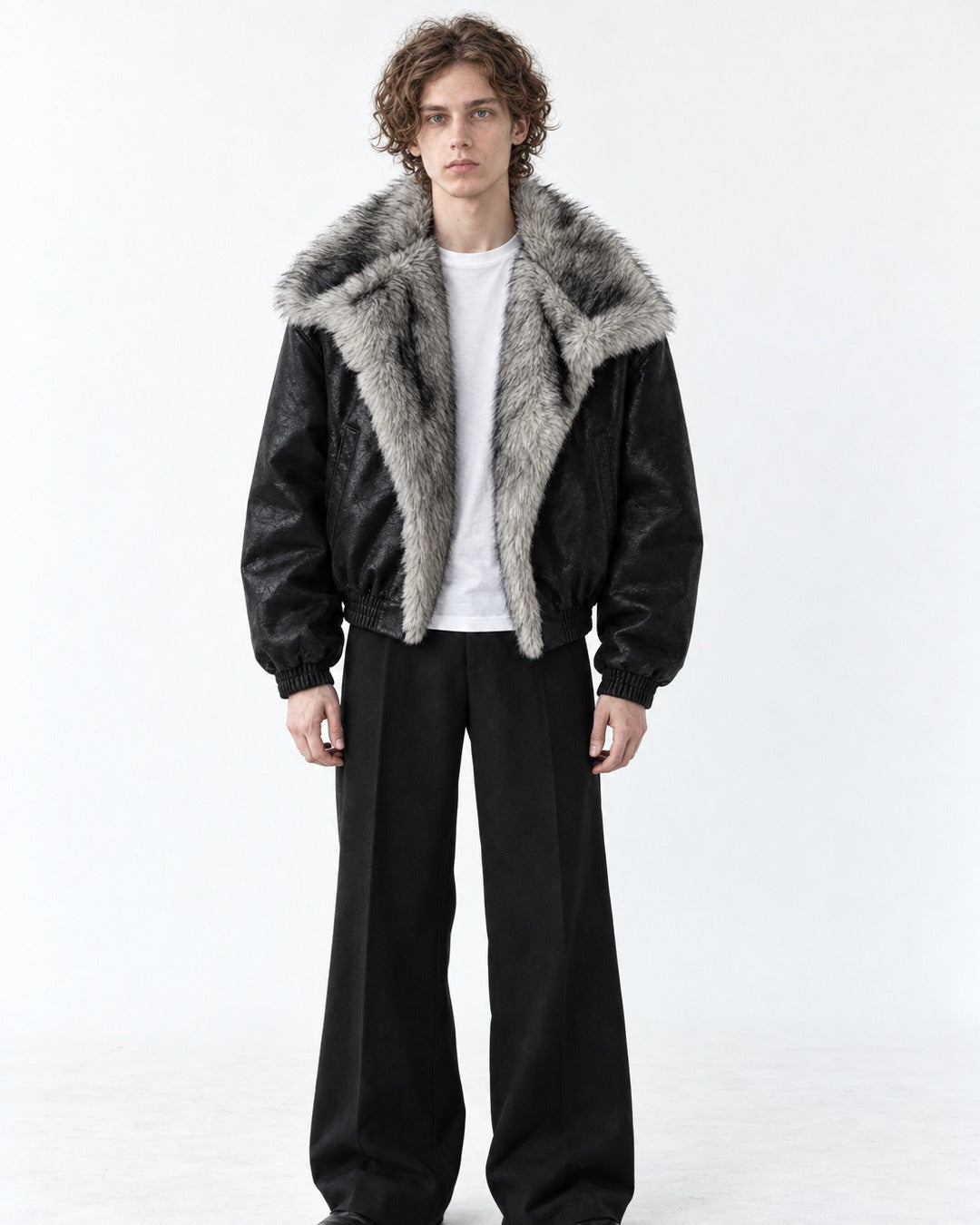 Oversized Shawl-Collar Bomber Jacket
