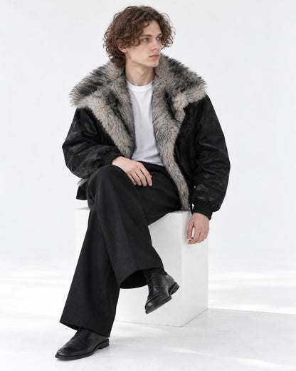 Oversized Shawl-Collar Bomber Jacket