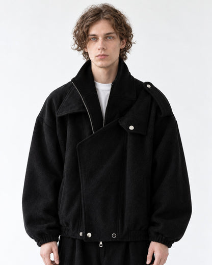 Oversized Draped Stand-Collar Coat