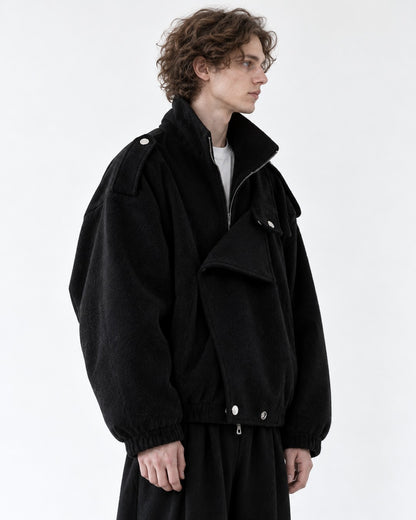 Oversized Draped Stand-Collar Coat