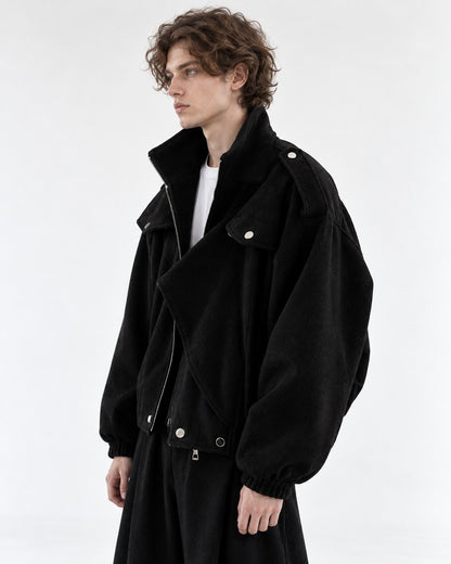 Oversized Draped Stand-Collar Coat