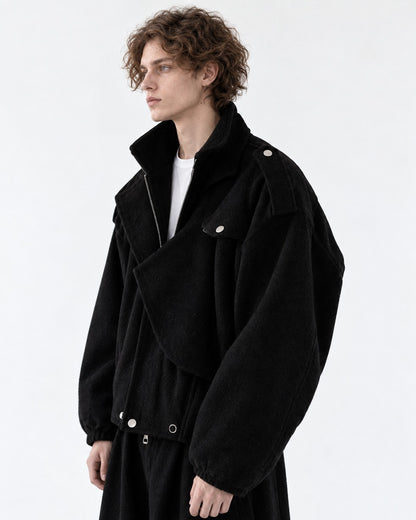 Oversized Draped Stand-Collar Coat