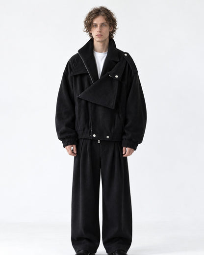 Oversized Draped Stand-Collar Coat