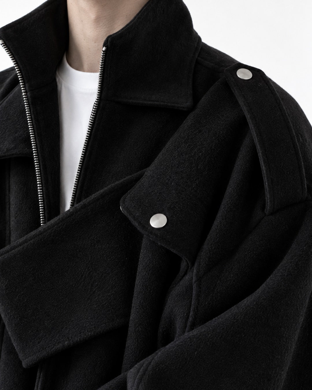Oversized Draped Stand-Collar Coat