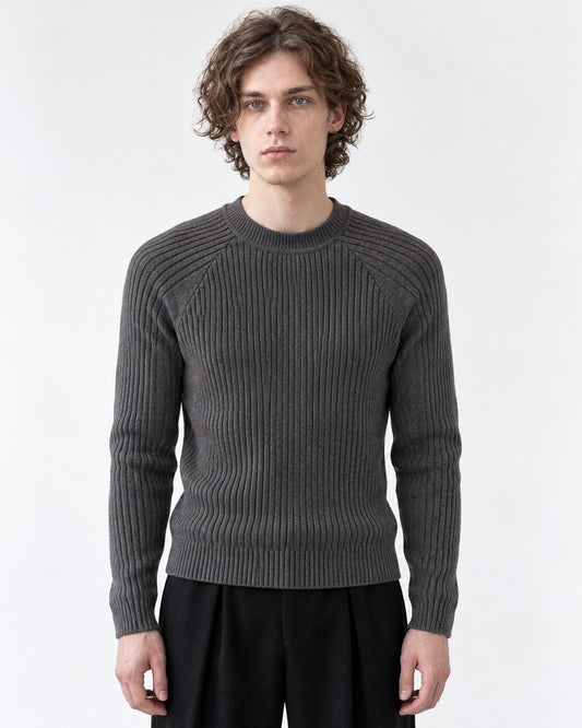 Ribbed Crew Neck Slim-Fit Sweater