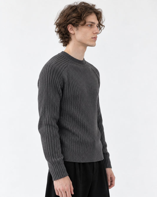 Ribbed Crew Neck Slim-Fit Sweater