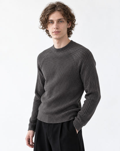 Ribbed Crew Neck Slim-Fit Sweater