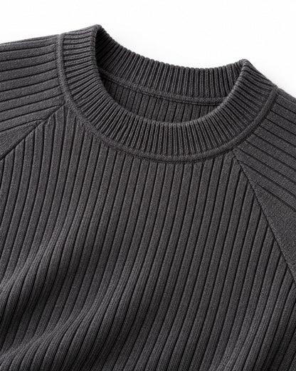 Ribbed Crew Neck Slim-Fit Sweater
