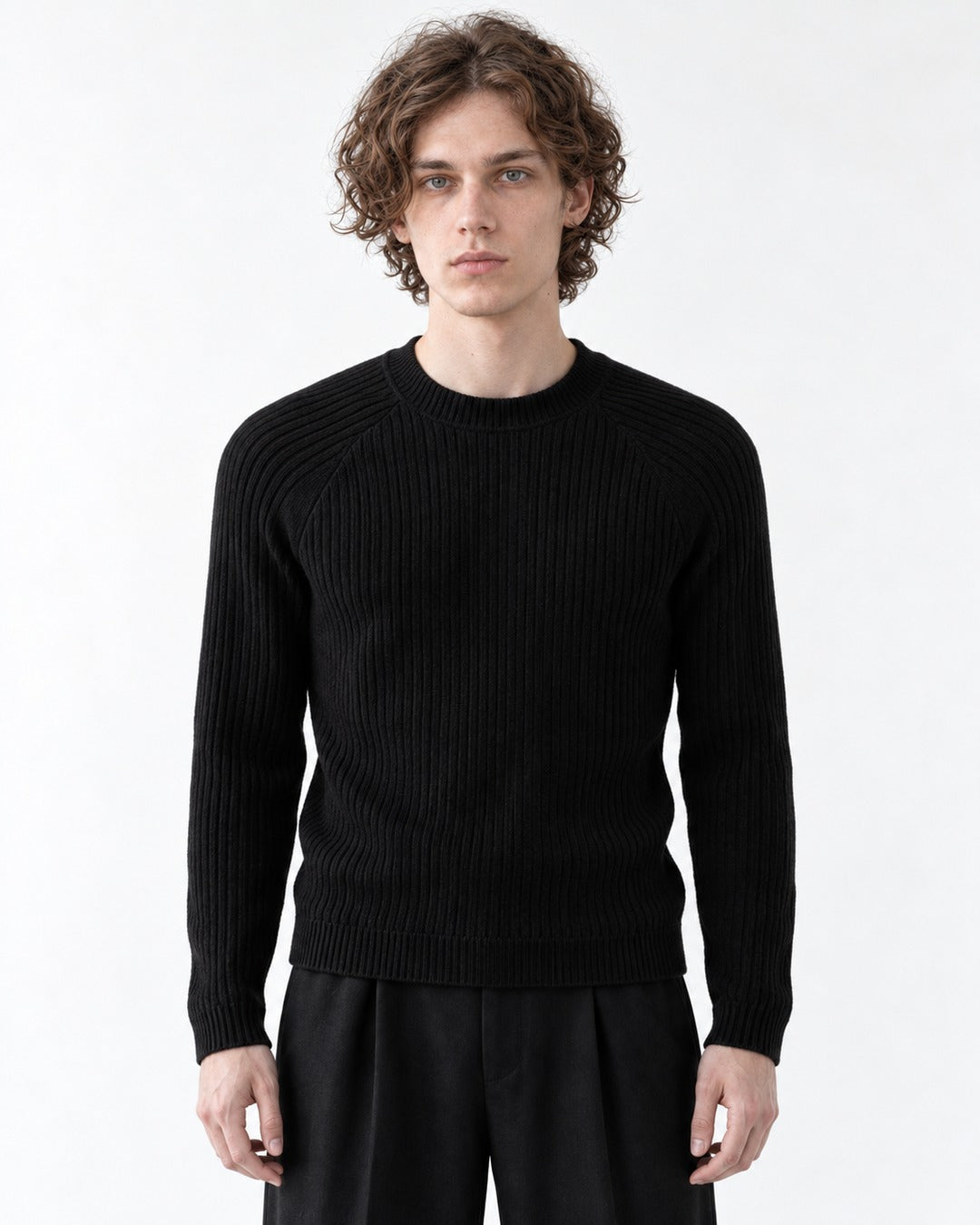 Ribbed Crew Neck Slim-Fit Sweater