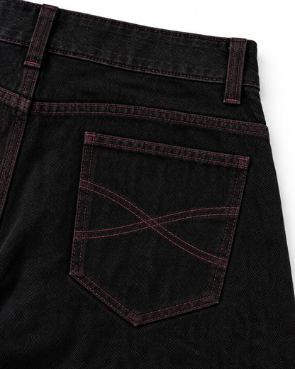 Contrast-Stitch Wide-Leg Jeans