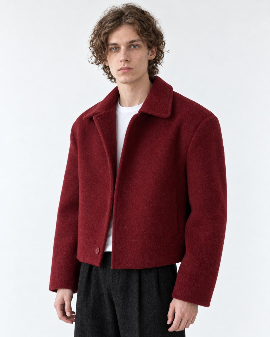 Boxy Notch-Collar Cropped Jacket