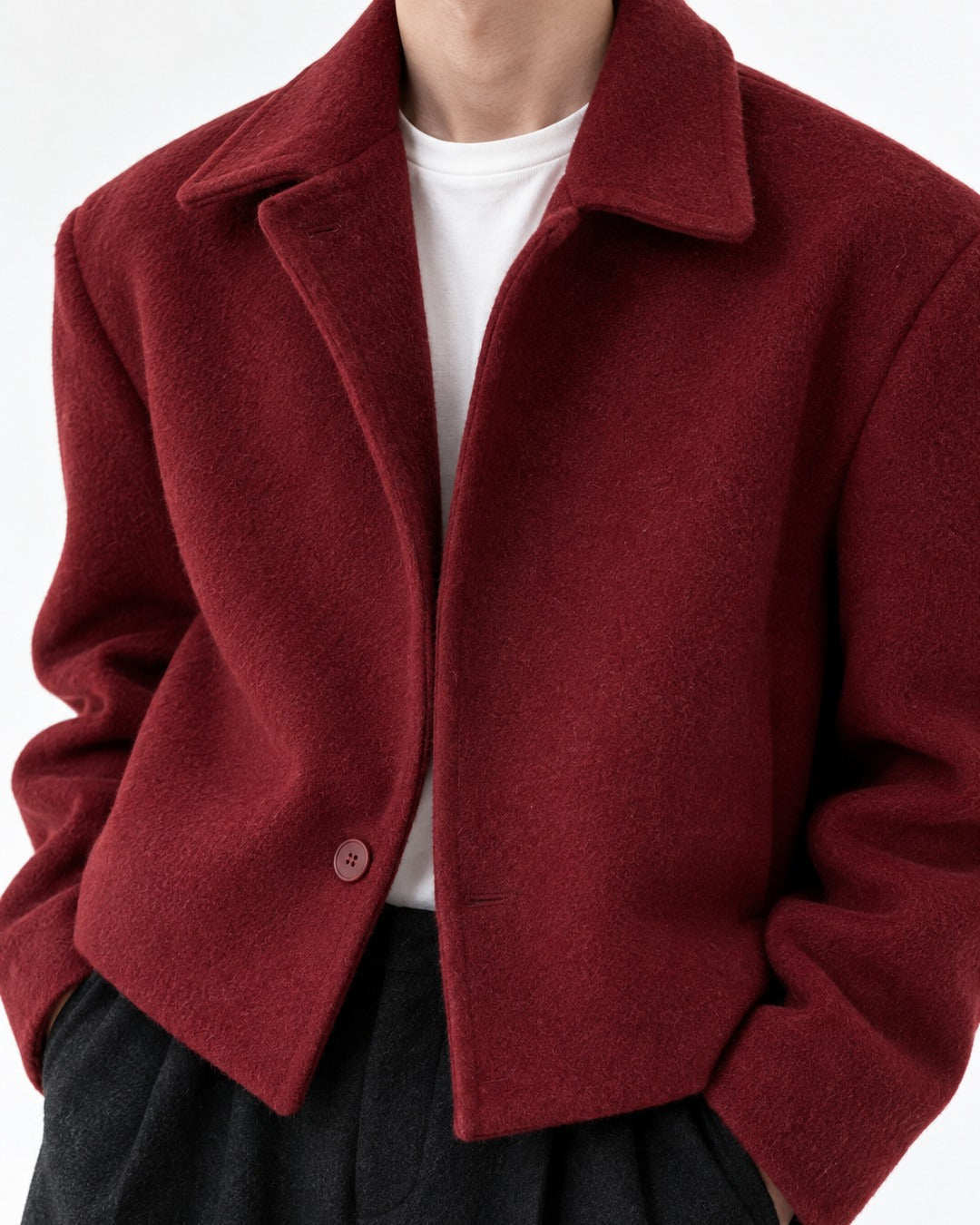 Boxy Notch-Collar Cropped Jacket
