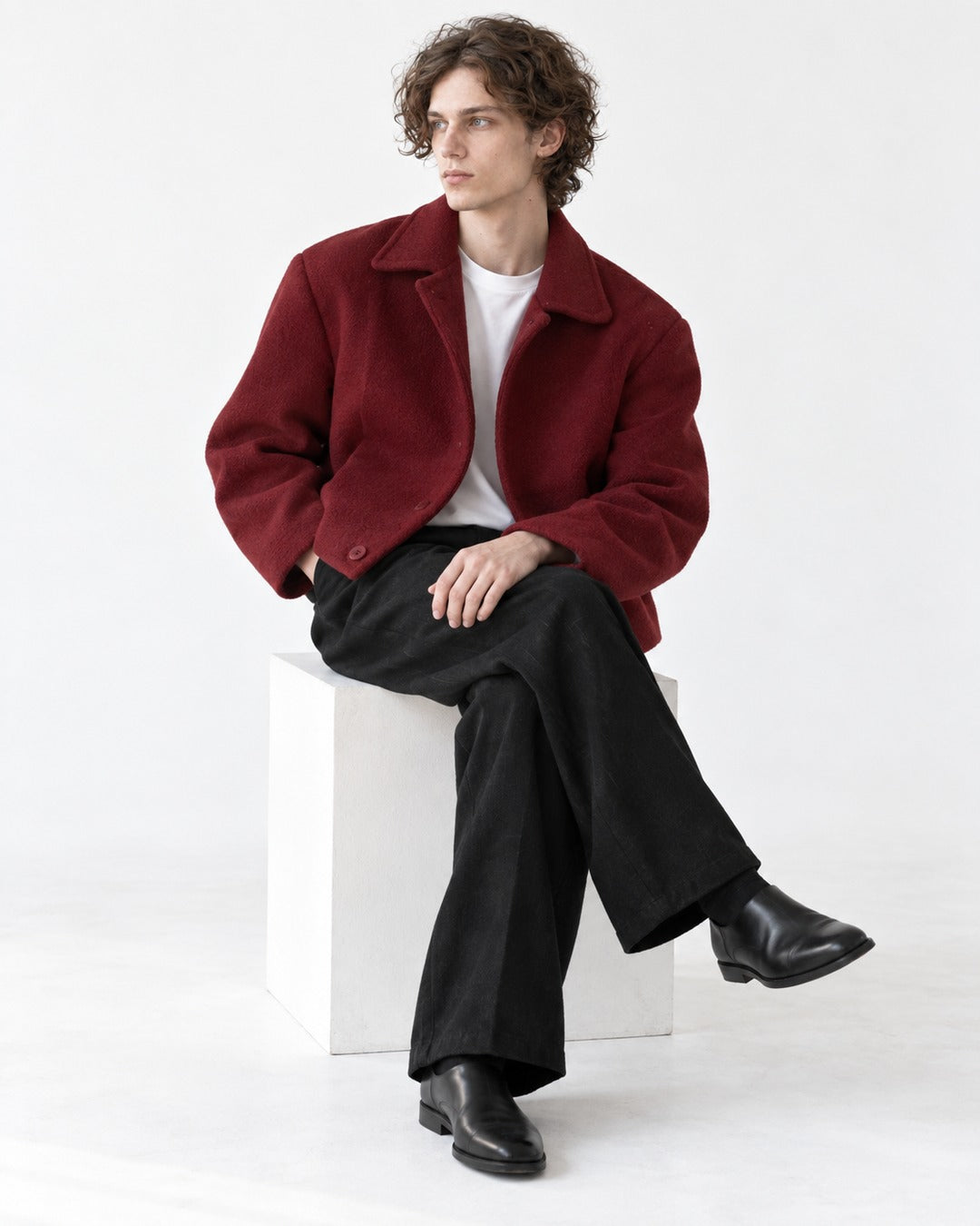 Boxy Notch-Collar Cropped Jacket
