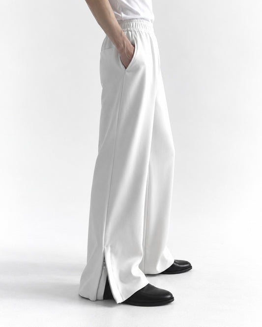 Drapey Flared Wide-Leg Sweatpants with Ankle Zip
