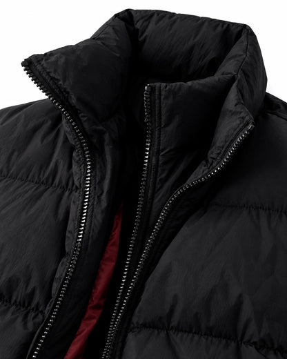 Stand-Collar Box-Quilted Puffer Jacket