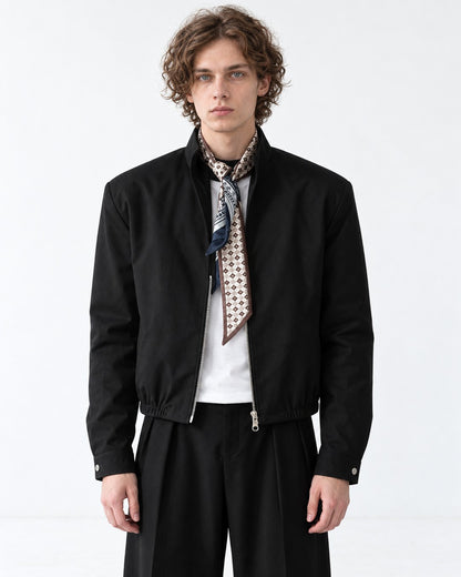 Stand Collar Zip Crop Jacket