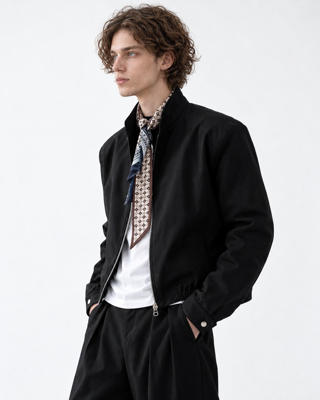 Stand Collar Zip Crop Jacket