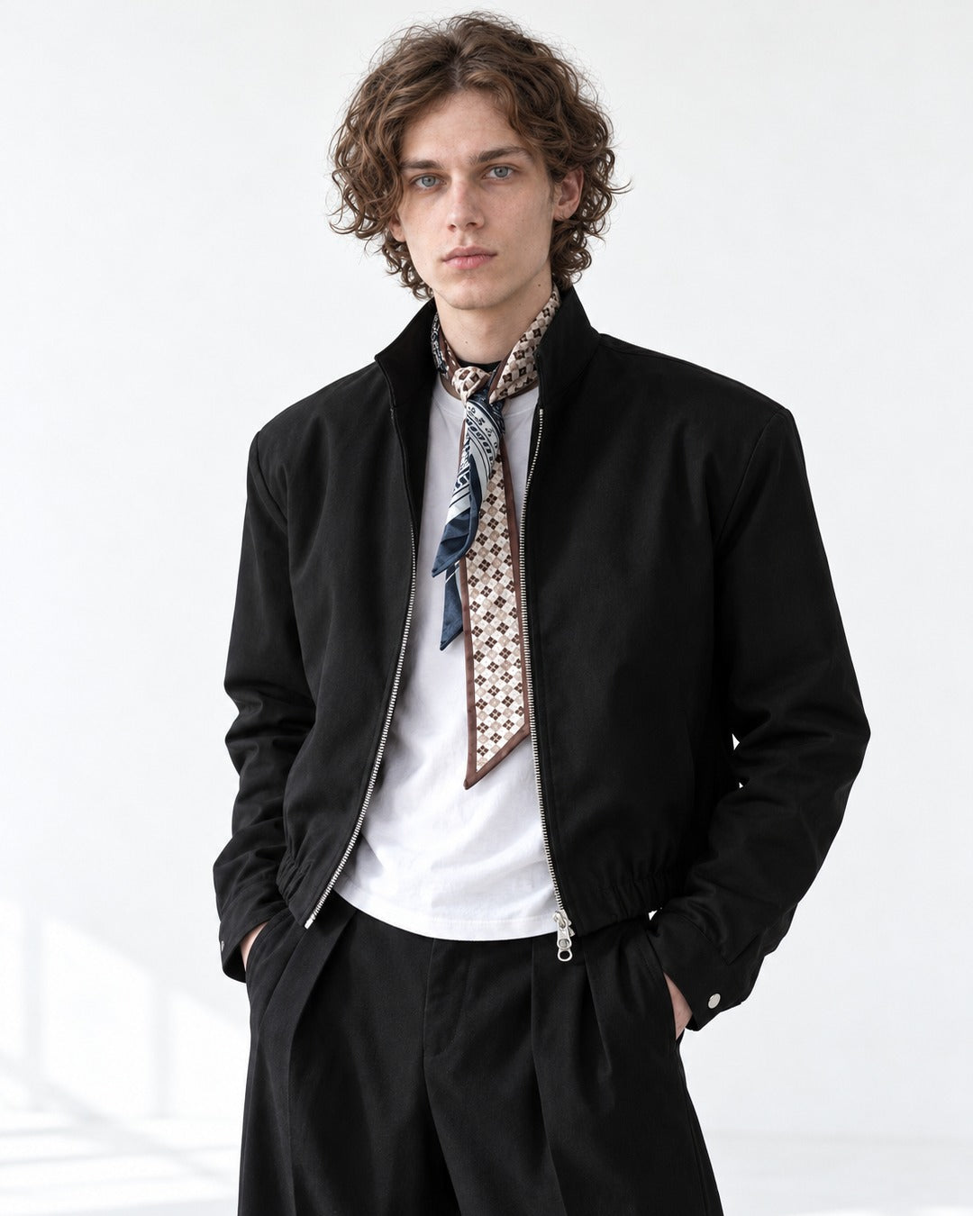 Stand Collar Zip Crop Jacket