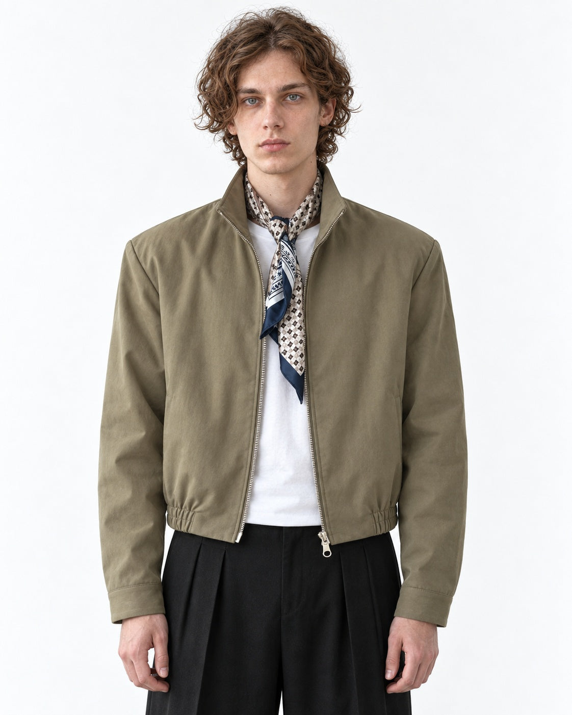 Stand Collar Zip Crop Jacket
