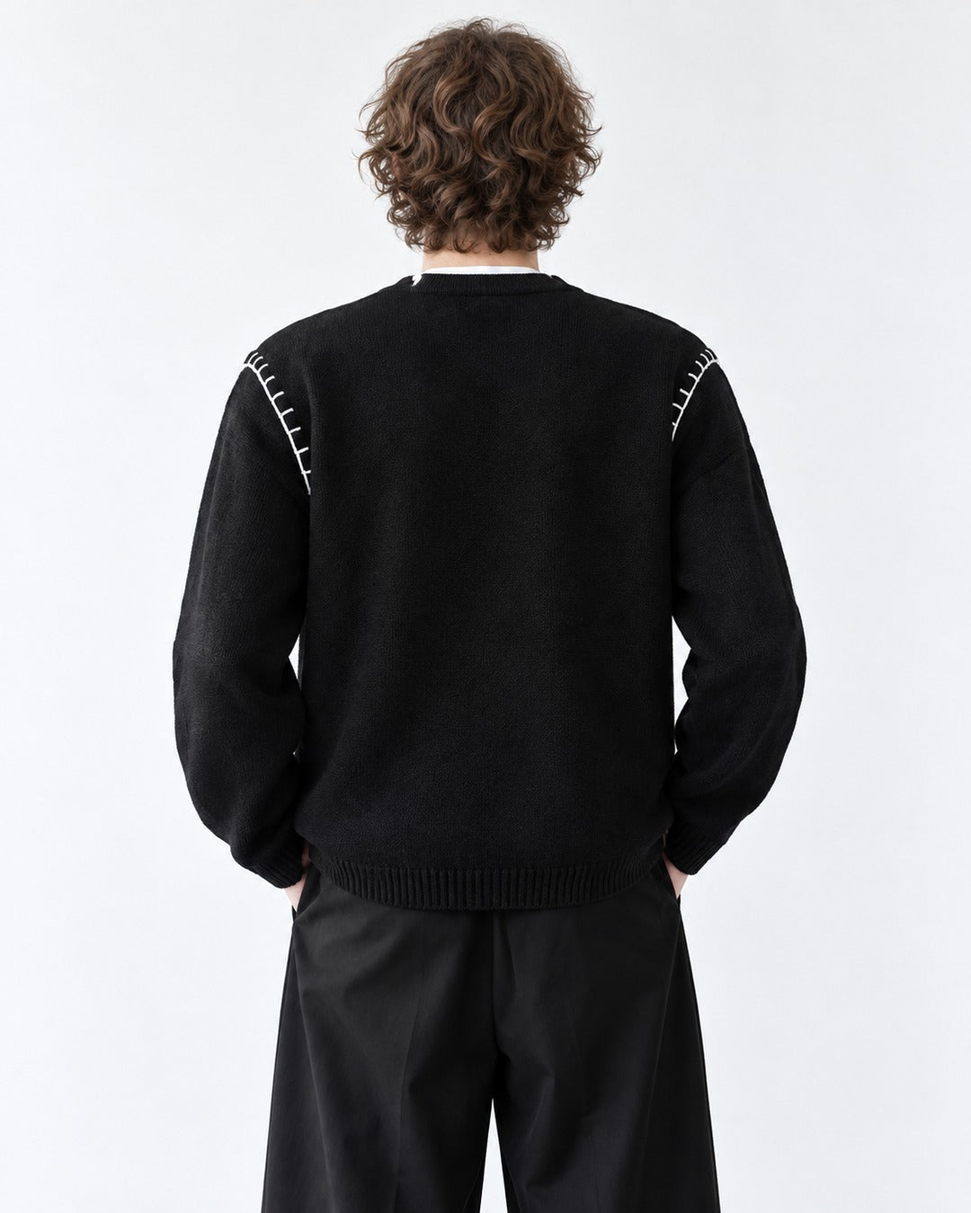 Contrast Stitch Patch Pocket Cardigan