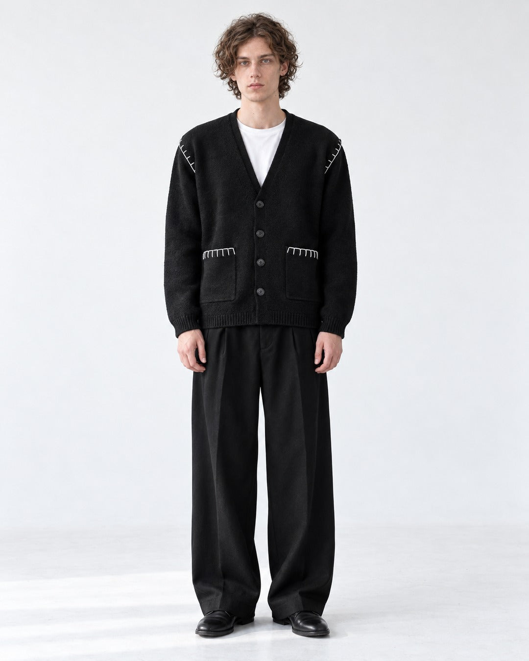 Contrast Stitch Patch Pocket Cardigan