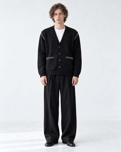 Contrast Stitch Patch Pocket Cardigan
