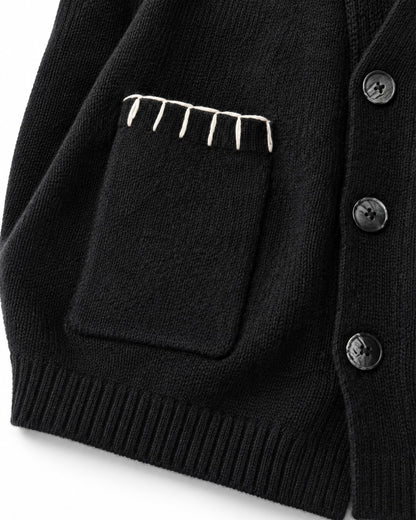 Contrast Stitch Patch Pocket Cardigan