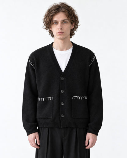 Contrast Stitch Patch Pocket Cardigan