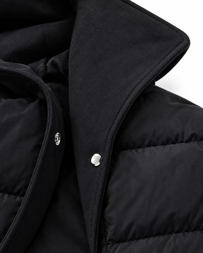 Belted Snap-Front Puffer Jacket